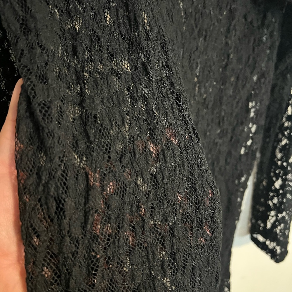 Elegant Black Lace Women's lace dress and long cardigan